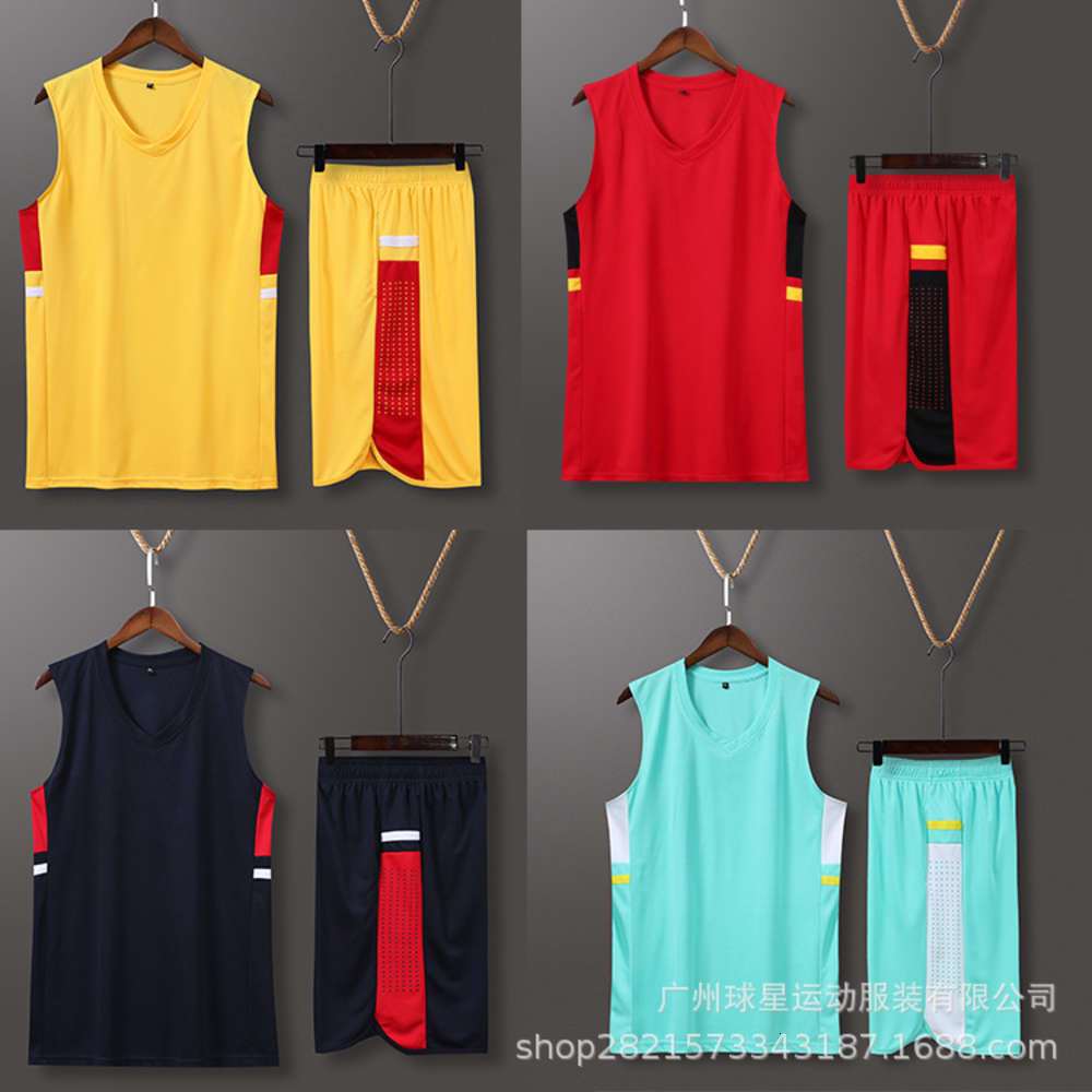

basketball clothing suit boys' and girls' jerseys competition sportswear group purchase printed drew short sleeve yellow red BNU8, Gray