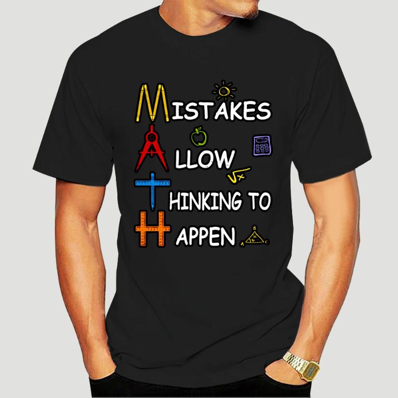 

Men's T-Shirts Math Teacher Mistakes Allow Thinking To Happen T Shirt Tee Summer Original Designing Over Size S-5XL 7378X, Blackmenxry730