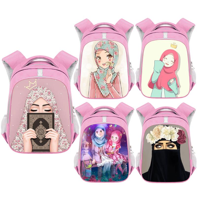 

Crown Hijab Face Eyes Backpack For Muslim Islamic Gril Children School Bags Kids Kindergarten Shoulder Bag Bookbag Gift