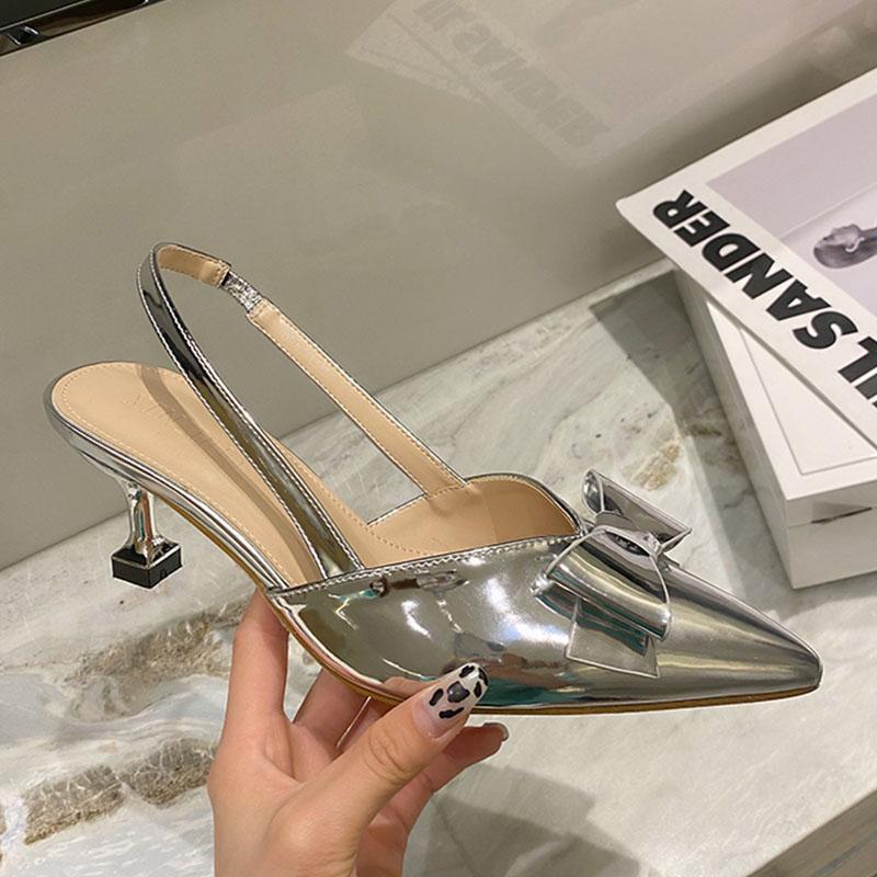 

Sandals 2021 Women Summer 5cm High Heels Sexy Yellow Fetish Strap Sliver Stripper Pumps Female Scarpins Hollow Ladies Shoes, Silver