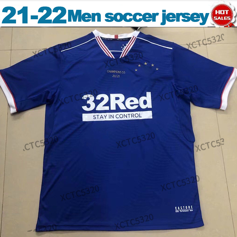 

Ranger 100th anniversary soccer jersey blue Scotland league team Fans version adult football shirt, No name no number