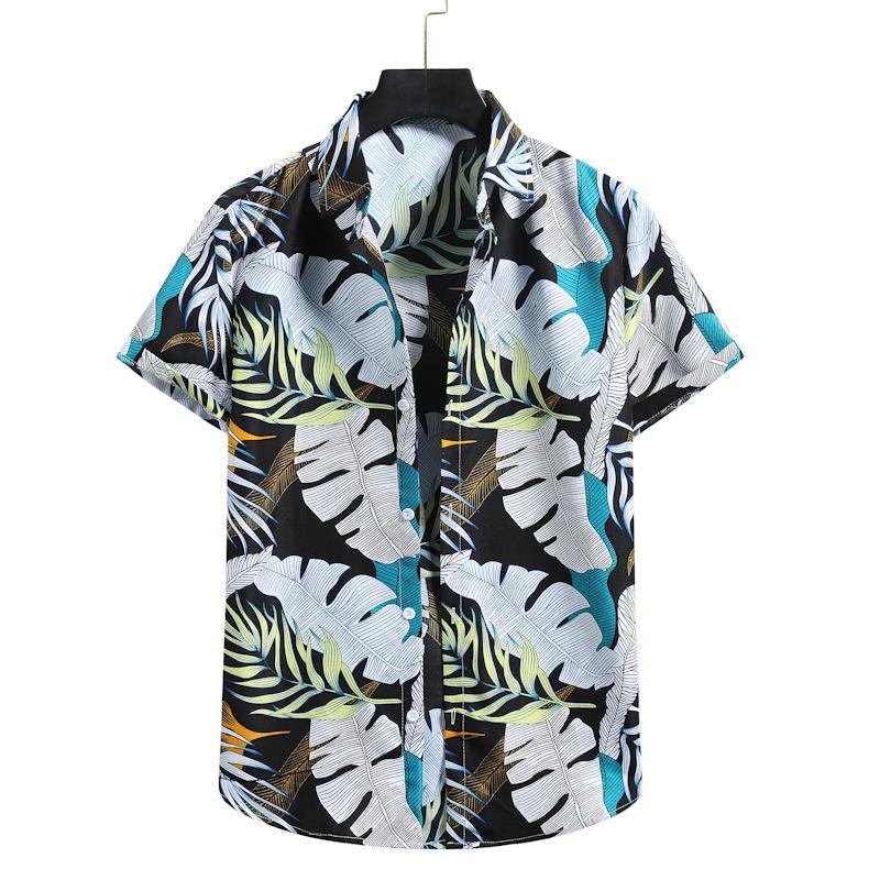 

Men's Casual Shirts Summer Men's Clothing Floral Shirt Fashion Printed Pattern Tops Loose Short Sleeve Hawaiian Beach Ethnic Blouses, White;black