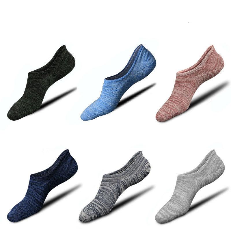 

Men's Socks Man Spring Summer Anti Falling Heel Boat Hose Silicone Antiskid Boys Invisible MKJ001, Black