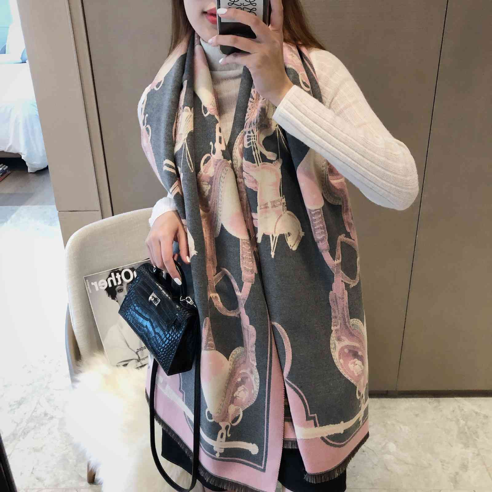 

70% OFF Design imitation cashmere women's scarf autumn and warm thickened printed air conditioning shawl travel leisure Bib