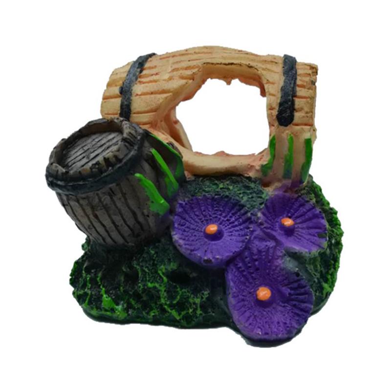 

Decorations Resin Aquarium Ornaments Artificial Barrel Cave Landscaping Accessories For Fish Tank Background