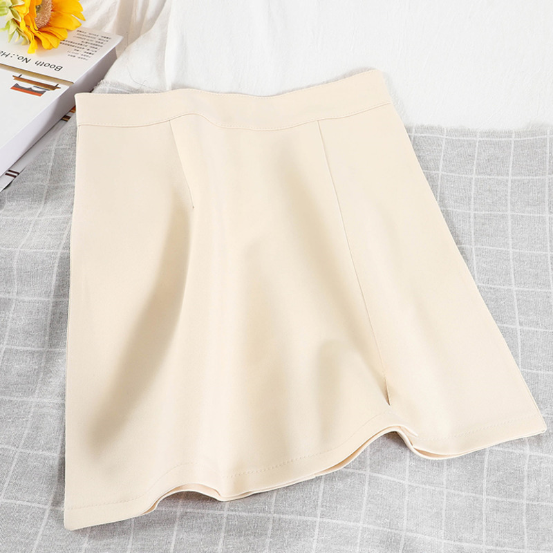 

Women Irregular A-line Split Skirt High Elastic Waist Zipper Fashion Spring Summer MZ982 210525, Apricot
