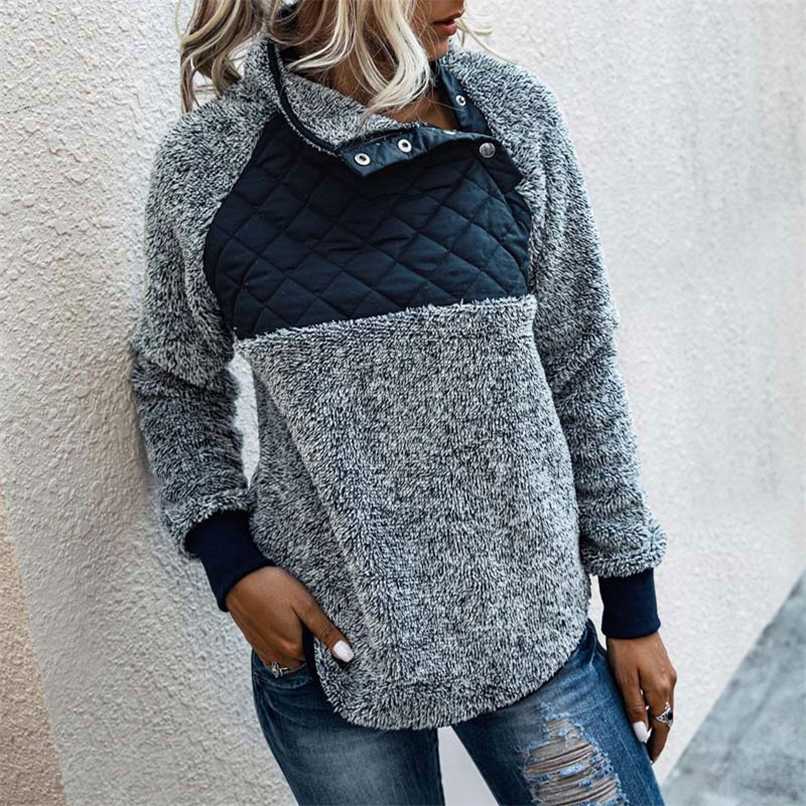 

Winter Sweatshirt Women Thicken Plush Fluffy Sweatshirt Warm Autumn Long Sleeve High Neck Fleece Sweatshirts Female 211109, Coffee