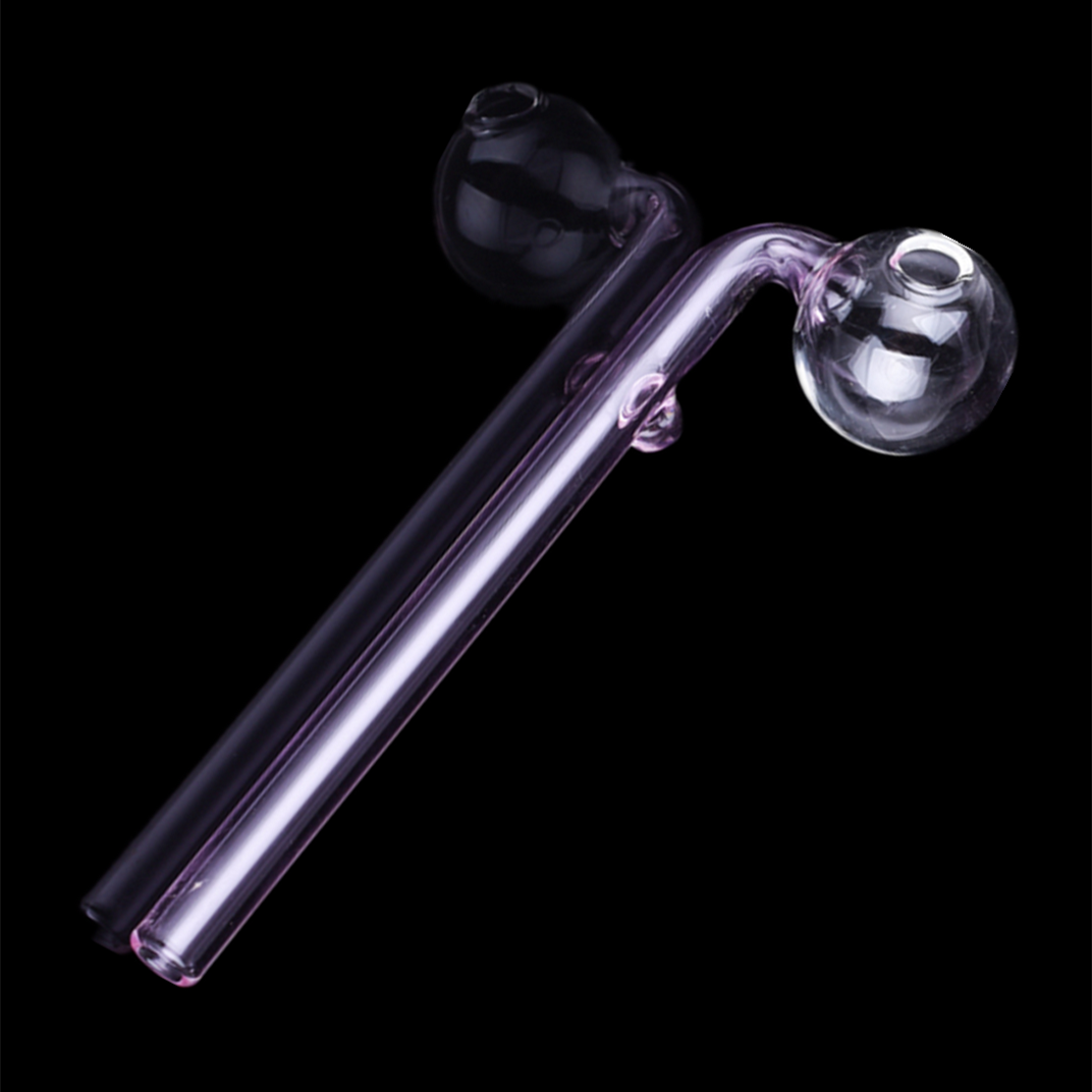 

14cm Curved Glass Oil burners Glass Bong Water Pipes with different colored glass balancer for smoking 2352487