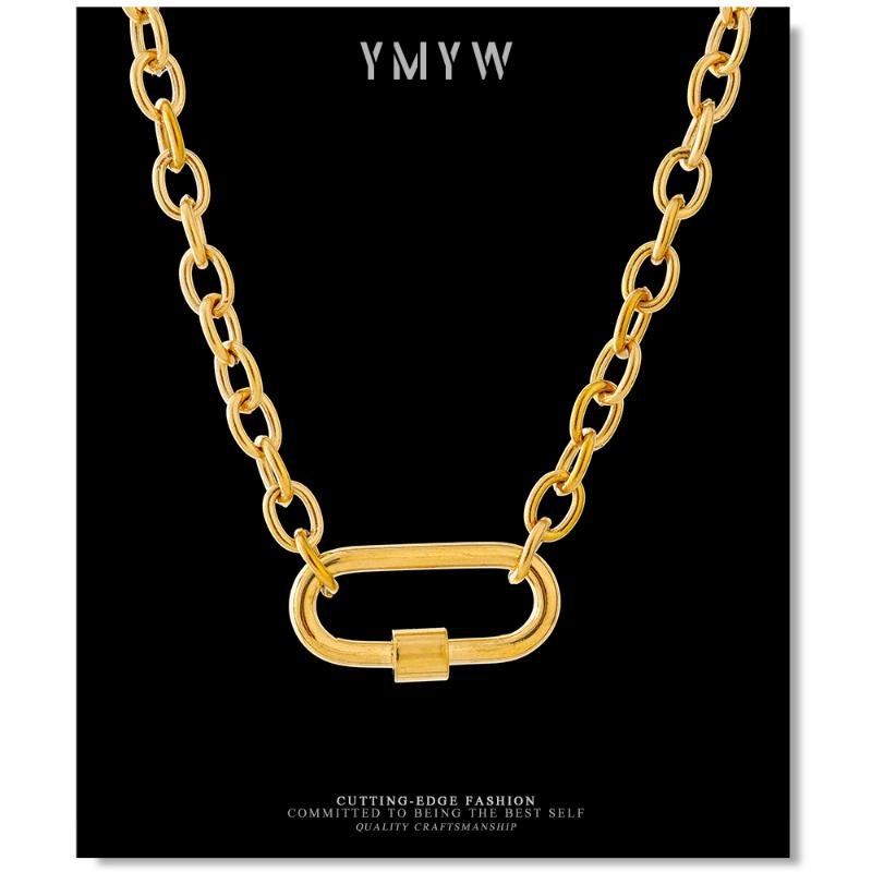 

Pendant Necklaces YMWY Trendy Oval Chain Necklace Charm Gold Stainless Steel Metal Women Collar 2021 Summer Accessories Gift, Silver