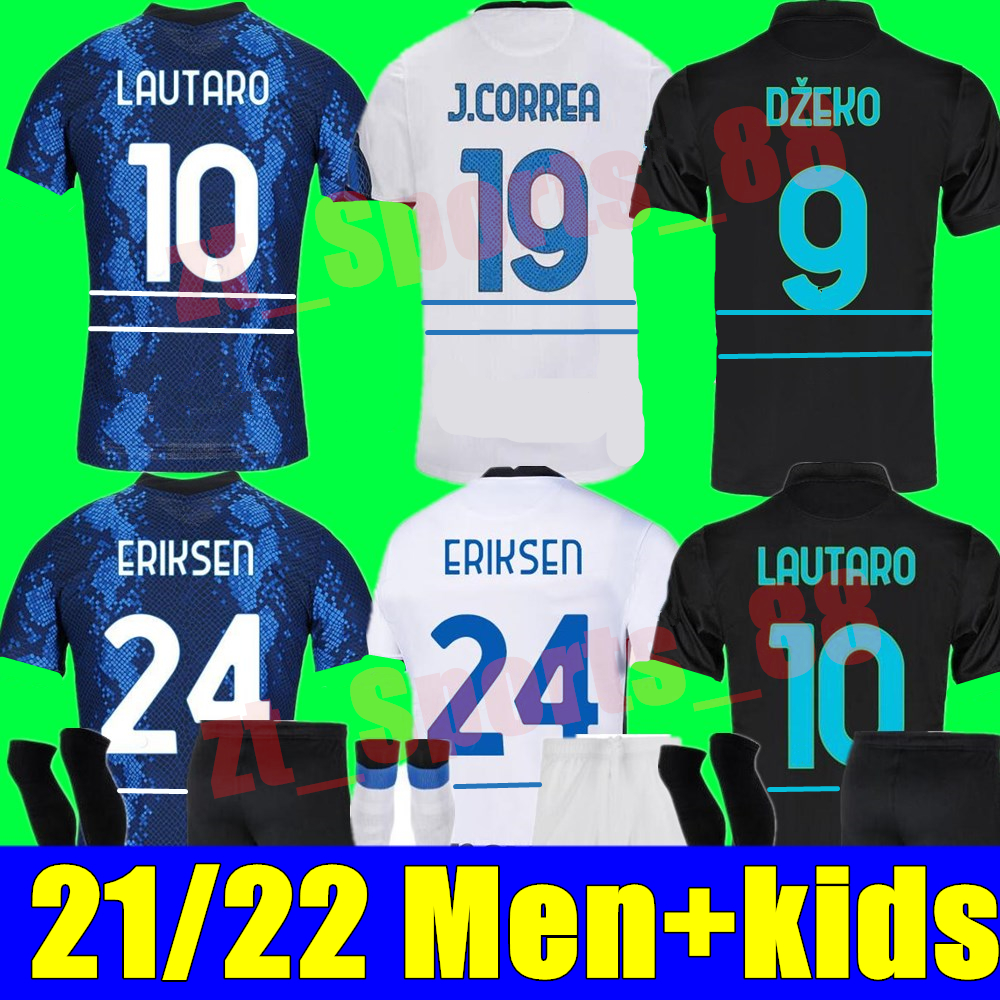 

NEW 21 22 soccer jersey home away 3rd DZEKO LAUTARO SENSI INTER DUMFRIES VIDAL BARELLA ERIKSEN MILAN ALEXIS football shirt 2021 2022 uniforms adult Men kids kit set, Adult 3rd+league patch
