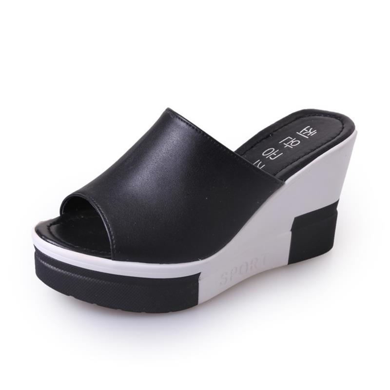 

Designer style sandals Summer slippers word drag Women heels pine cake outdoor slope with thick bottom fashion foreign trade, No shoe freight difference