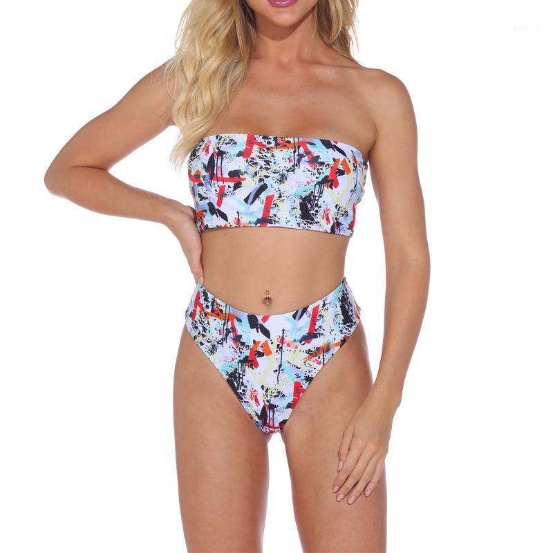 

Women' Swimwear Women 2021 Two Piece Bikini Set Bandeau Sexy Bathing Suit Young Style Bikinis Beach Ropa Mujer, Multicolor