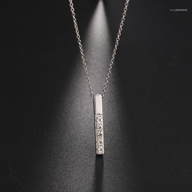 

My Shape Luxury Crystal Stick Pendant Necklaces For Women Rhinestone Bar Stainless Steel Necklace Choker Chain Fashion Jewelry1