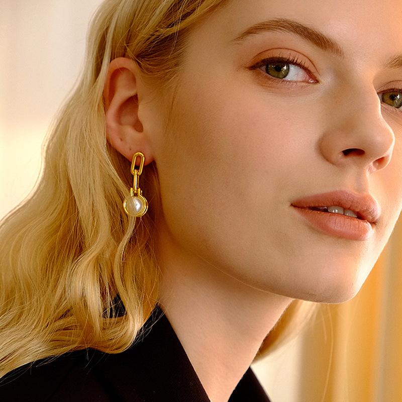 

Dangle & Chandelier Trendy Chain Pearl Long Tassel Drop Earring For Women Gold Silver Color Geometric Pendant Earrings Party Jewelry