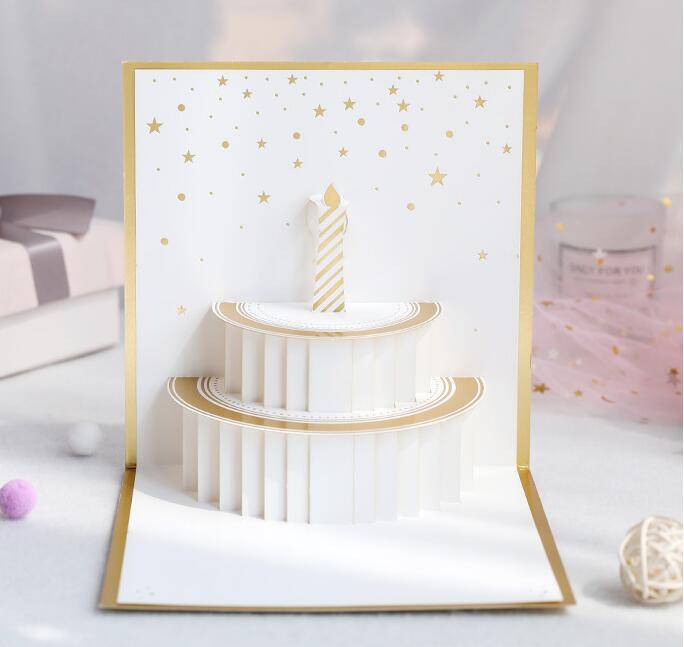 

Birthday card 3d folding paper carving creative business invitation culvert