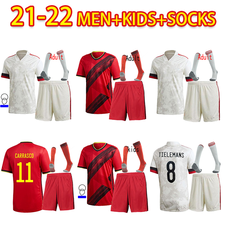 

2021 Belgium soccer jerseys De Bruyne LUKAKU 21 22 football shirt HAZARD BATSHUAYI Camiseta futbol KOMPANY DEMBELE men+kids kit socks, Black