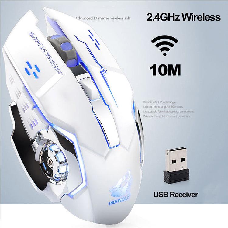 

Mice Wireless Gaming Mouse 2400 DPI Rechargeable Adjustable 6 Color Backlight Breathing Gamer Game For PC Laptop