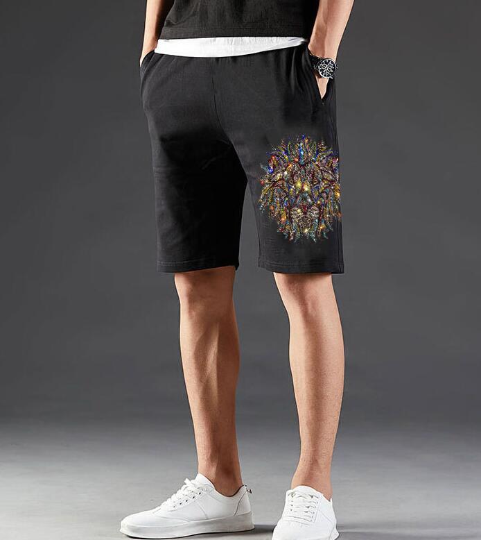 

Fashion Shorts Men Summer Leisure Knee Color Rhinestones Joggers Short, Khaki