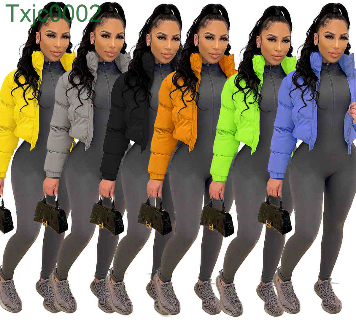 

Women Winter Bubble Coats Designer Warm Down Jacket Cotton Windbreaker Duck Down Puffer Coat Solid Colour Zipper Ladies Casual Clothing, Yellow