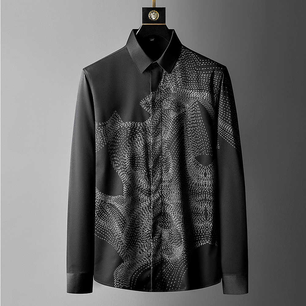 

Brand Men's Shirts Long Sleeve Business Casual Dress Shirt Spring Camisa Masculina Streetwear Social Tuxedo Male Clothing 210527, White