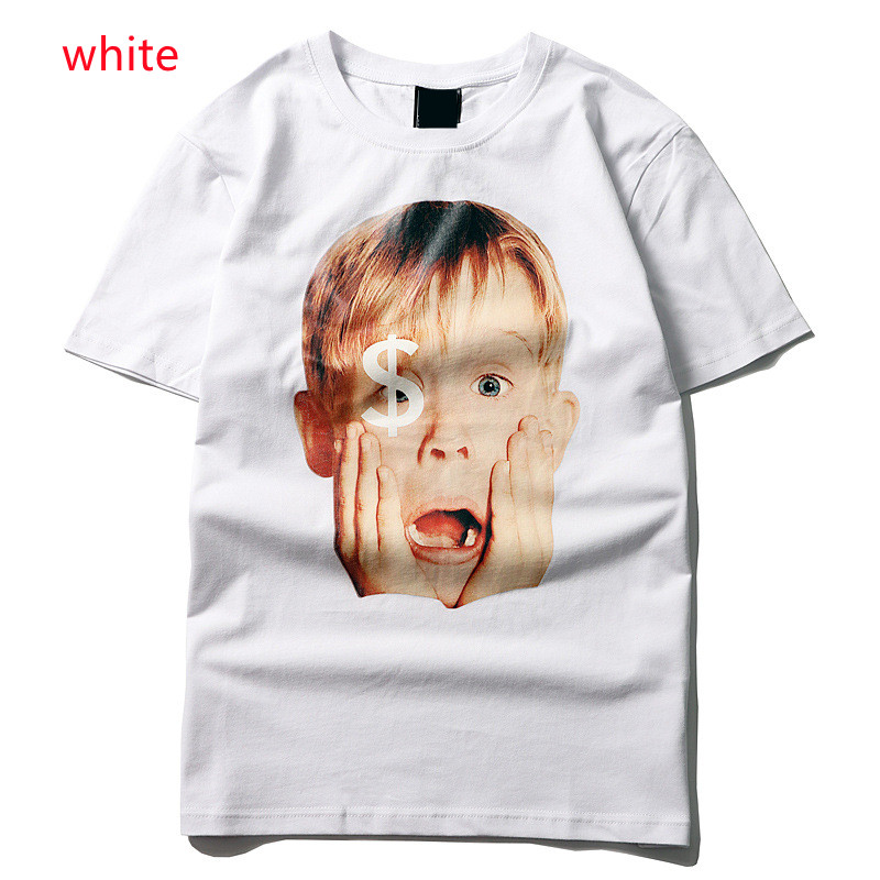

Short sleeve Men Europe and America Spoof Home Alone Child Cotton T-shirt fashion Loose Hip hop All-match Half sleeve new style, Black