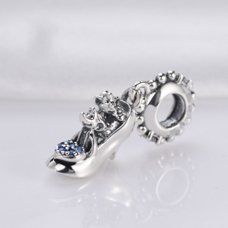 

Cinderella High Heels Pave Crystal Bead Real 925 Sterling Silver Dangle Charms Pendant Beads Fits Brand Charm Bracelets Diy Jewelry, Black