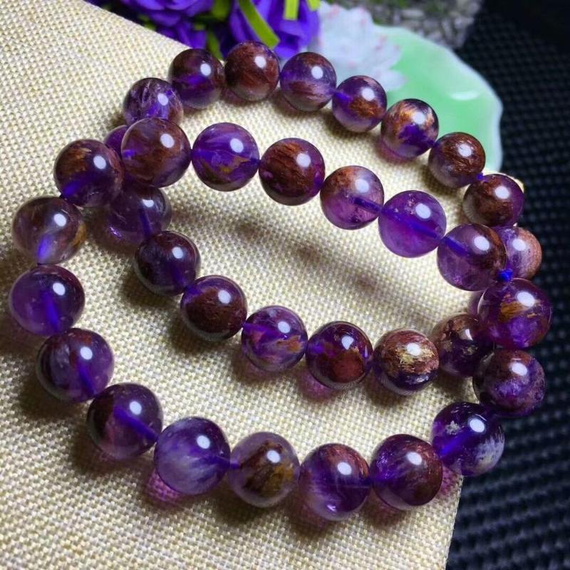 

Natural Quartz Crystal Beads Bracelet 10.8-10mm Beaded, Strands, Black