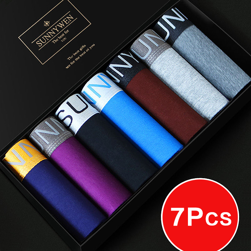 

7pcs/Lot Mens Underwear Cotton Mens Panties Breathable Mens Boxers Solid Underwear Comfortable Shorts Underwear, 7pcs bt