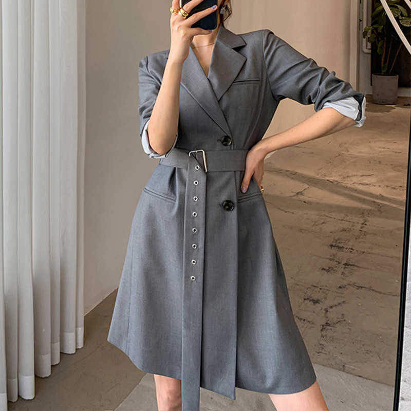 

Temperament Women's Long Jacket Large Size M-5XL Autumn and winter slim long-sleeved ladies coat Female blazer 210527