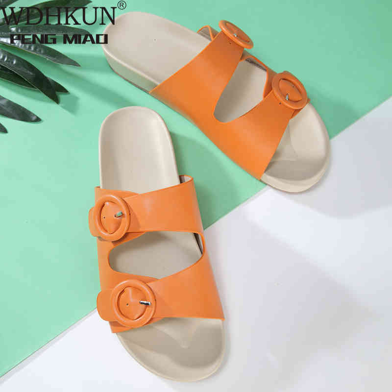 

Slippers 2021 Women Fashion Open Toe Ladies Causal Female Flat Outdoor Slides Summer Beach Woman Shoes AVFV, Orange