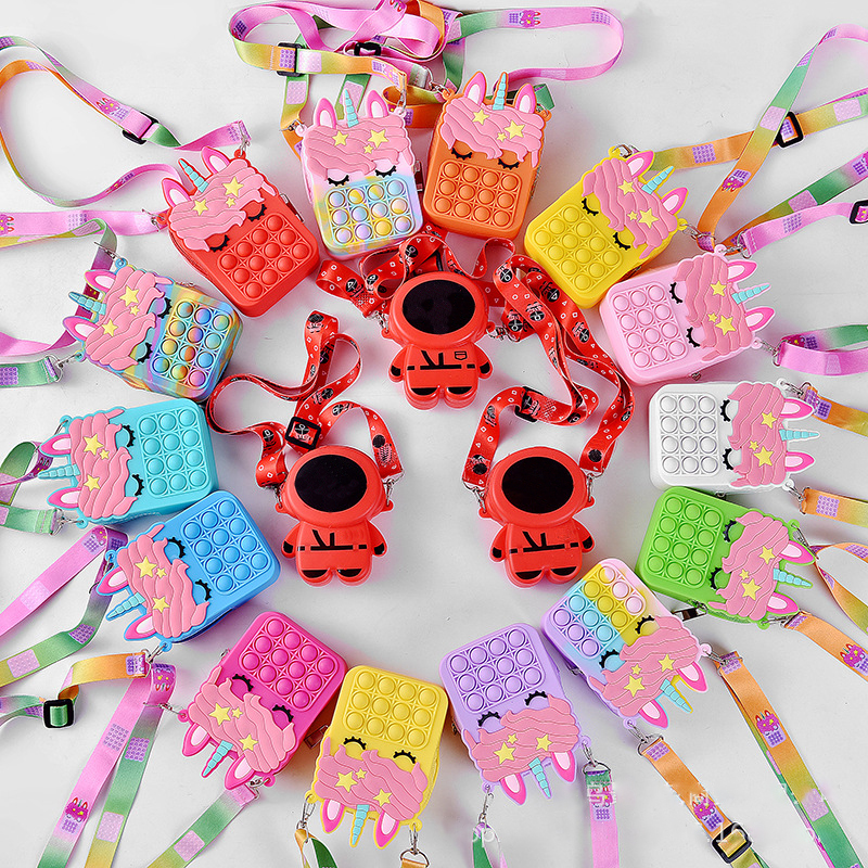 

Fidget Toys Coin Purse Unicorn Shoulder Bags Simple Dimple Pencil Case Push Bubble Sensory Autism Stress Relief Desktop Game Decompression Toy Girl Kids Gifts