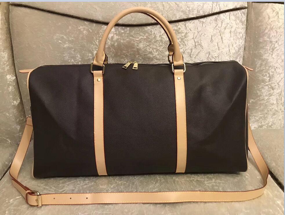 

2022 luxury fashion men women travel bag duffle bag, brand designer pu Leather luggage handbags large capacity sport bag 54CM, Black grid
