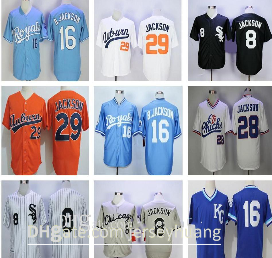 

2021 Bo Jackson White Vintage KC Royals Jersey 8 Black Bo Jackson College Baseball Men's29 Orange Stitched Memphis Chicks KC University, Blue;black