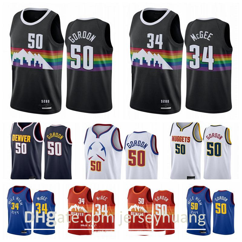 

Aaron 50 Gordon JaVale McGee DenverNuggetsMen Black City Swingman Edition Basketball Jersey, Black;red