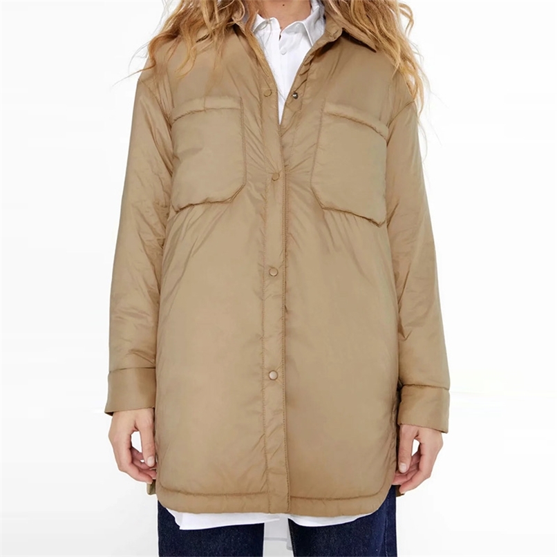 

Za Women's Shirts Jackets OversizeThin Parkas Coats Female Long Sleeves Pocket Loose Khaki Outerwear Streetwear Fashion TRF Coat 211109, Black
