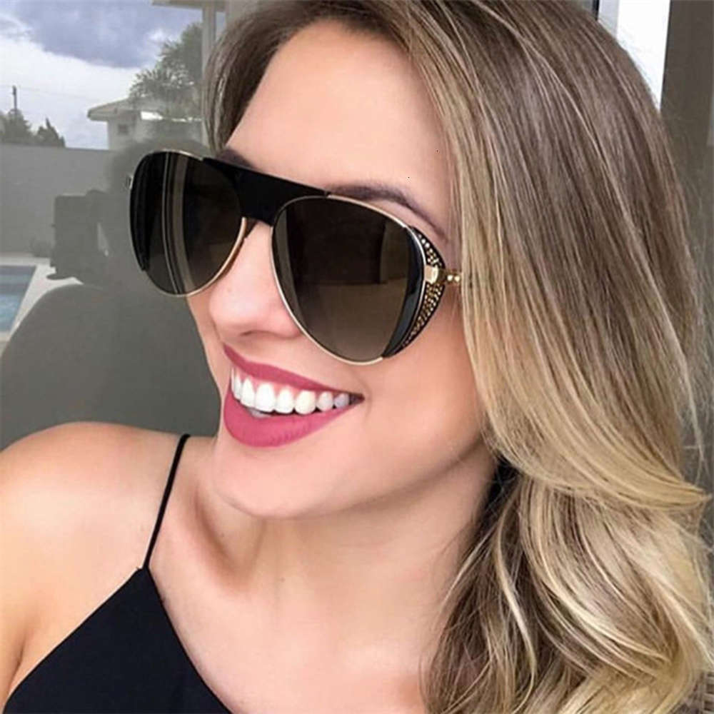 

Highend accessories Fashion Punk Sunglass With Stone Luxury Women Sun Glass, Black