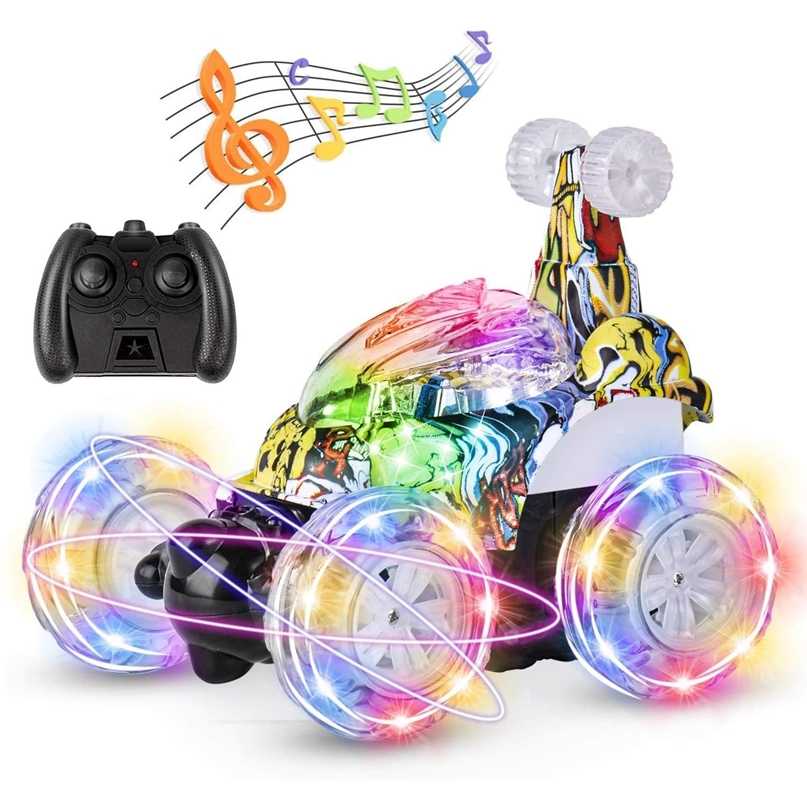 

Roclub Graffiti Remote Control Car RC Stunt Tipper s With 360 Rolling Dancing 2.4Ghz Toy For Kids Boys Girls 211027