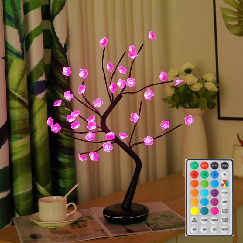 

Night Lights Led Light Beaded Ball Tree Rgb Colorful Remote Control Plum Christmas Gift Bedroom Decoration