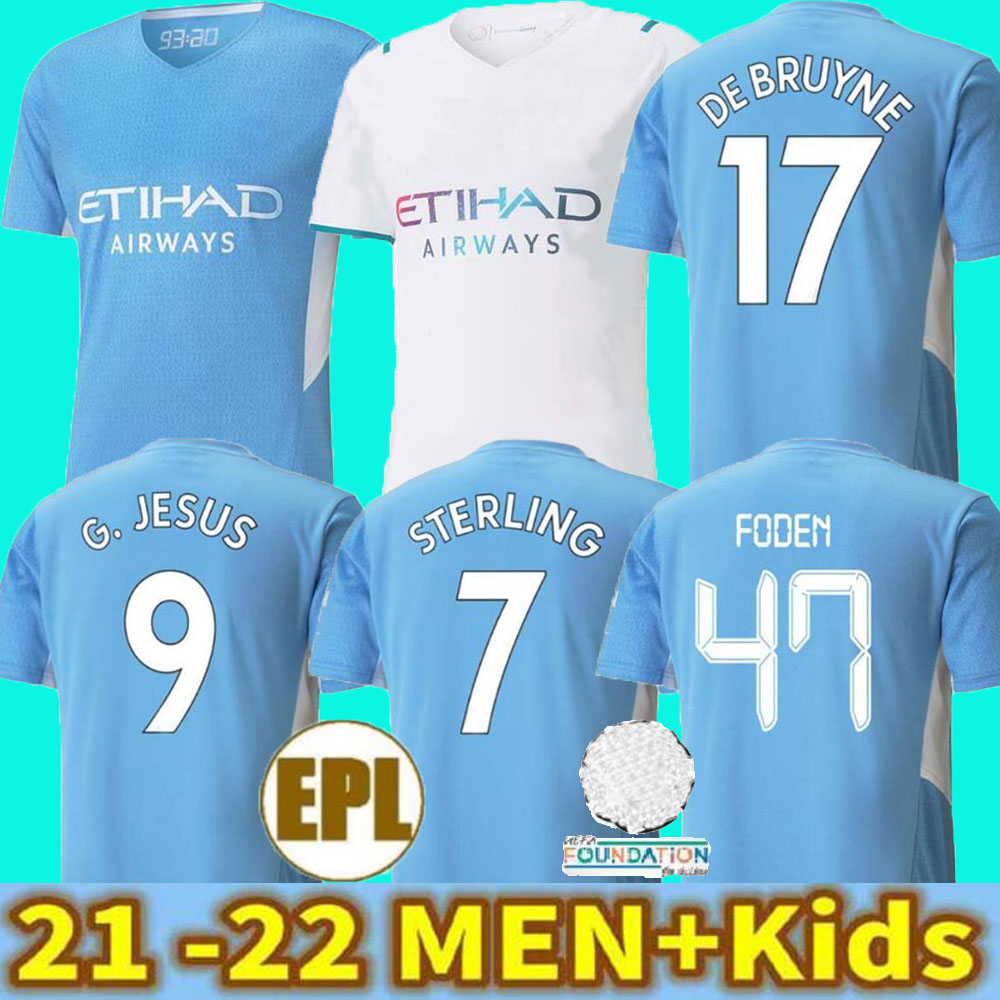 

21 22 manchester soccer jersey MAN CITY soccer jersey 2021 2022 DE BRUYNE STERLING FODEN MAHREZ BERNARDO FERRAN men and boys, 21/22 home
