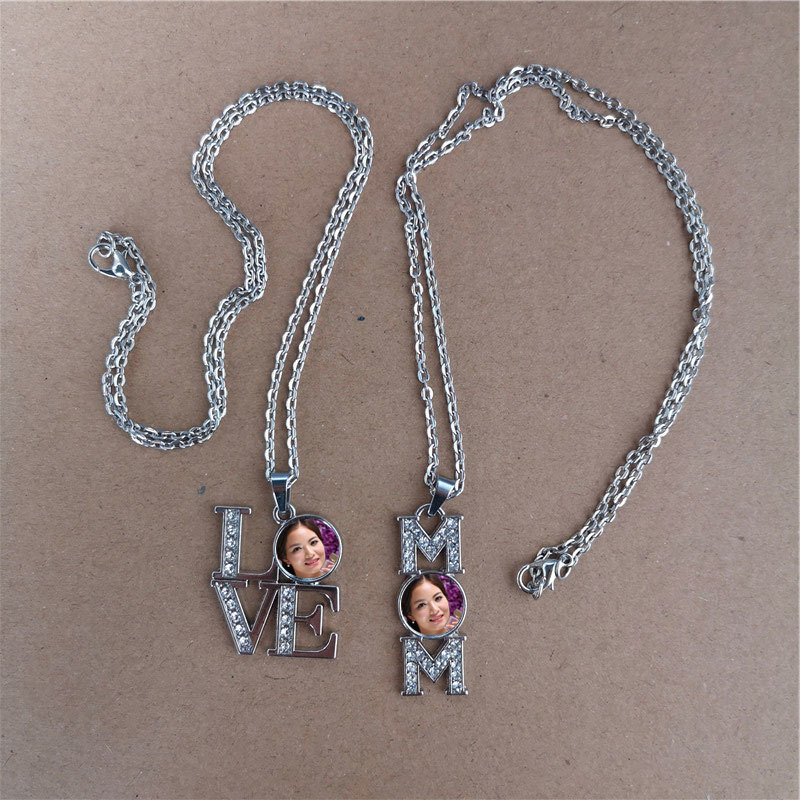 

hot Mother's sublimation for mom Day necklaces pendants transfer printing materials consumables YJ8B, Silver