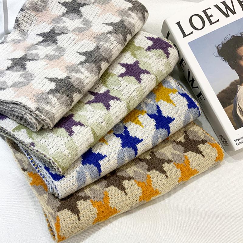 

Scarves Designer Vintage Five-pointed Star Scarf For Women Winter Knitted Couple Wrap Warm Shawl Female Thicken Acrylic Foulard