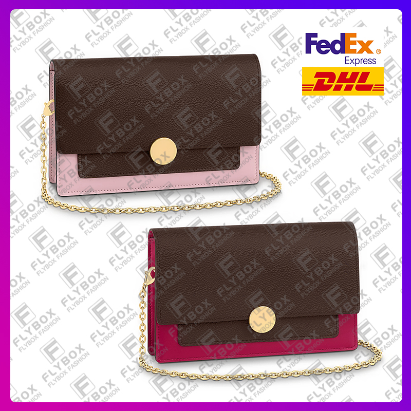 

Woman Designer Luxury Fashion Casual FLORE Chain Bag Shoulder Bags Crossbody High Quality TOP 5A M69579 M69578 Handbag Purse Key Pouch Fast Delivery, Brown flower 1 / fuchsia / with dust bag