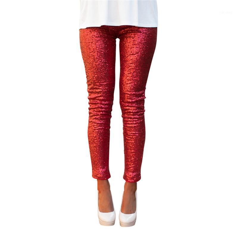 

Women's Pants & Capris Women Pencil Red/Gold Full Sequin Casual Nightclub Sexy Skinny Stretch Slim Was Thin Long With Lining, Red sequin pants