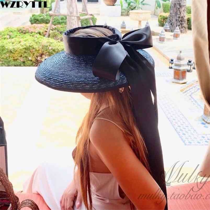 

Elegant UPF50+ Floppy sun hats for women Wide Brim Braid Straw Cap Summer Beach Hat with Long Ribbon Bow TravelDerby Sun 210709, Natural