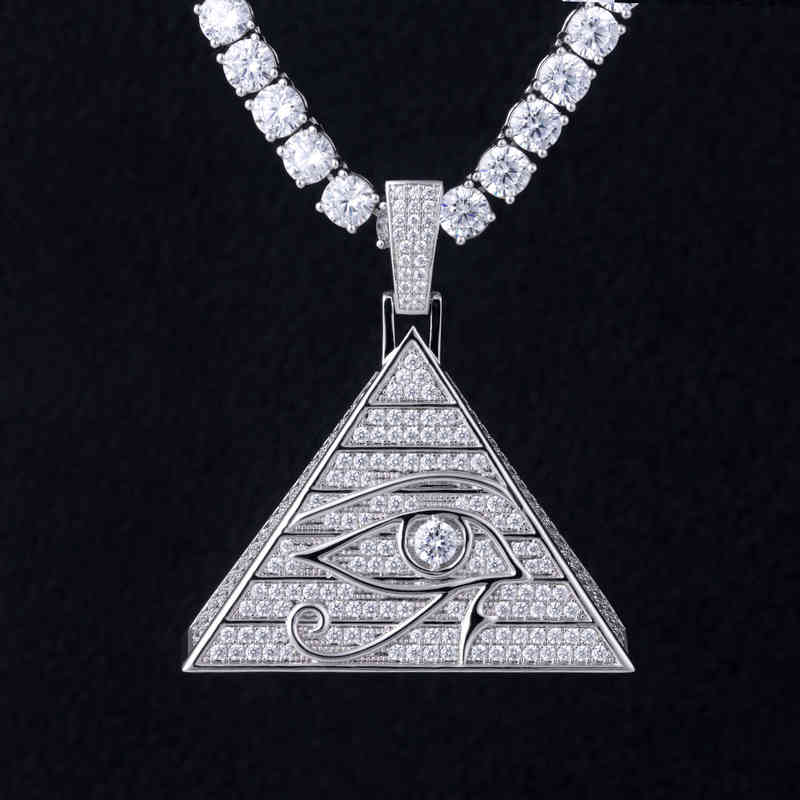 

New Horus Eye Pyramid Hip Hop Necklace Pendant Egyptian Triangle Jewelry