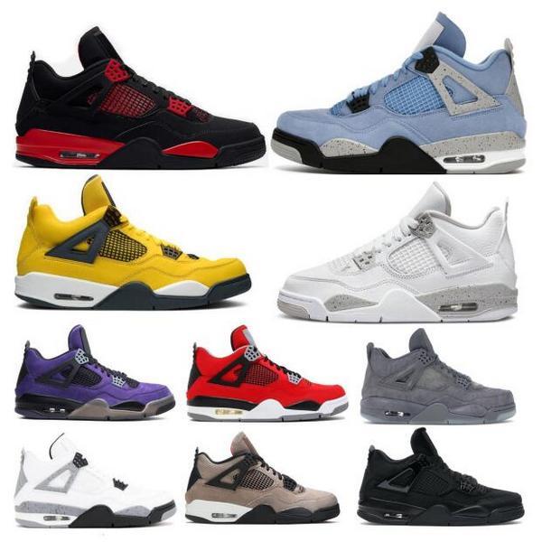 

Men's women's basketball shoes jumpman 4 college blue black cat fire red white cement cool gray coach sneakers outdoor, 14