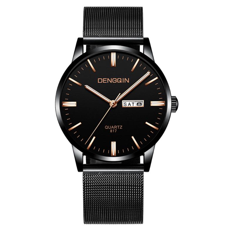 

Wristwatches Black Sport 2021 Date Week Display Luxury Quartz Stainless Steel Dial Band Wrist Watch Reloj Hombre #20
