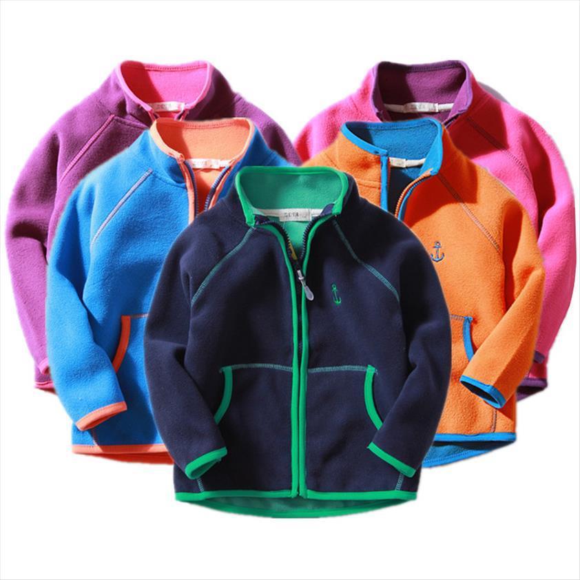 

children stand collar jackets and coats kids polar fleece hoodies outerwear for boys girls 3 7 years sweatshirts clj313, Black