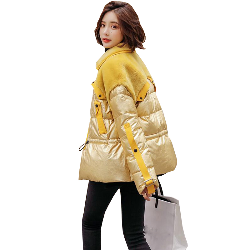

down Gold Glossy Winter Women Parkas Female Warm Parka Short Coat Fashion Slim Duck Down Jacket Outerwear, Black