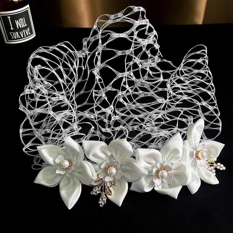 

Hair Clips & Barrettes Bridal Headdress Handmade Mesh Flower Headband Accessories Wedding Dress FS0003, Golden;silver